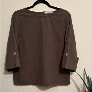Maldita Dark Olive Green 3/4 Sleeve Women's Blouse